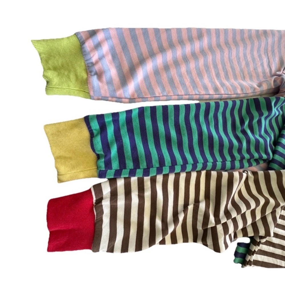 Count Of Three Long Sleeve Crew Neck Tee L Striped Knit Tops - Picture 2 of 5